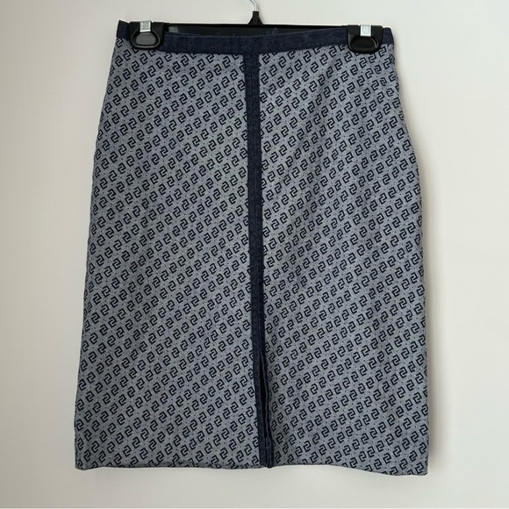 Denim Stretch Patterned Pencil Skirt